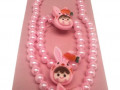 Набор детский №2  Девочка-зайчик (бусы+браслет+колечко) светло-розовый